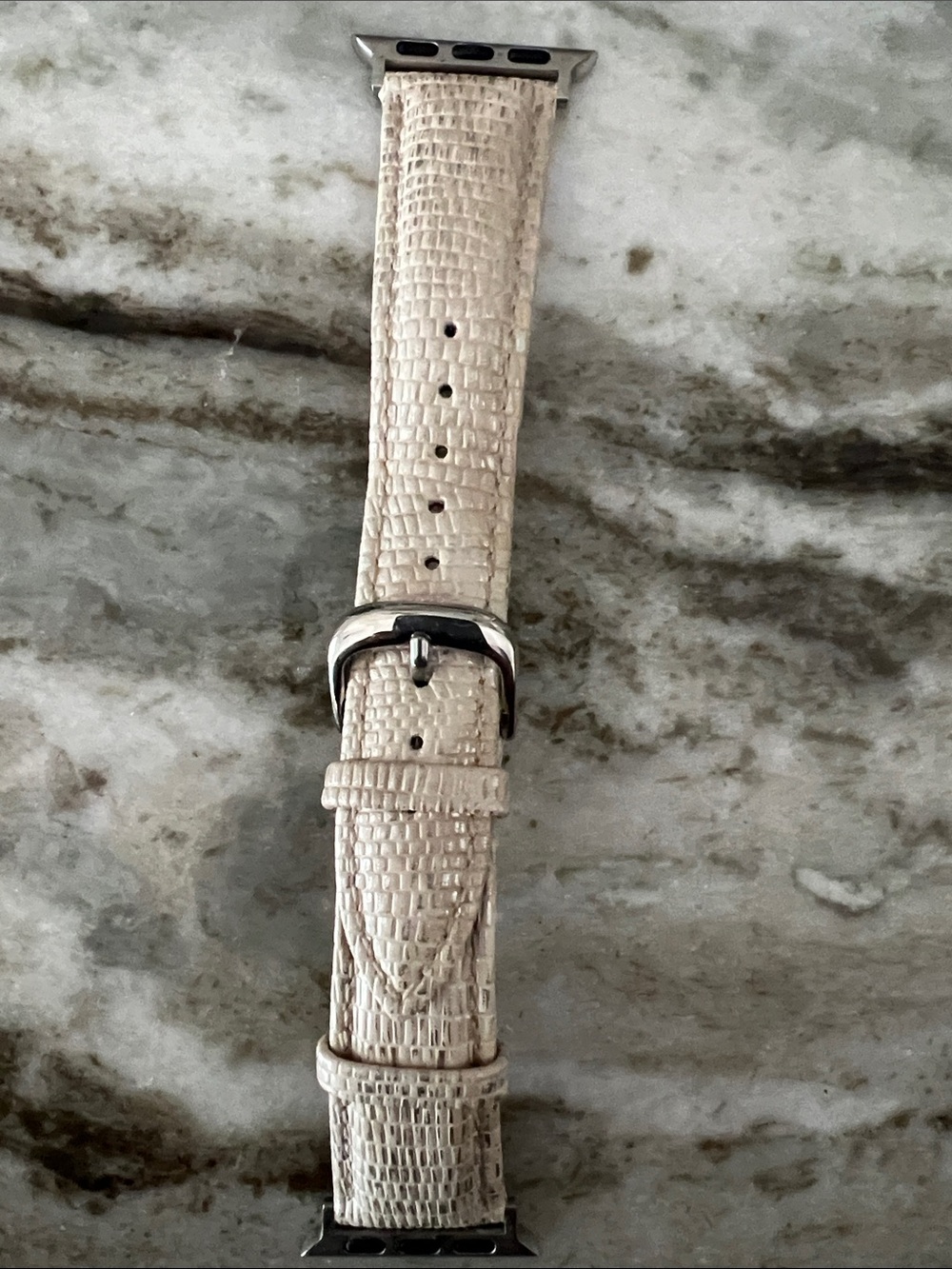 Cream Textured Leather Watch Band for Apple Watch